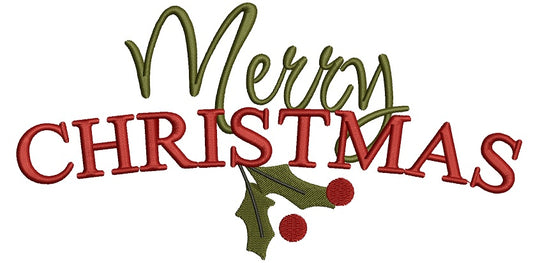Merry Christmas Leaves Filled Machine Embroidery Design Digitized Pattern