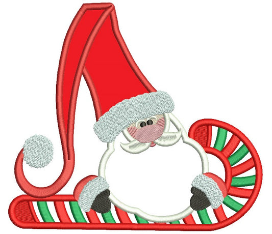 Merry Christmas Santa Wearing Tall Hat Applique Machine Embroidery Digitized Design Pattern