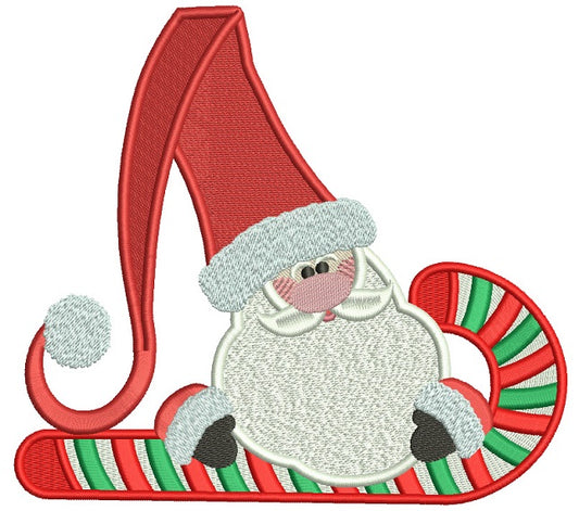 Merry Christmas Santa Wearing Tall Hat Filled Machine Embroidery Digitized Design Pattern