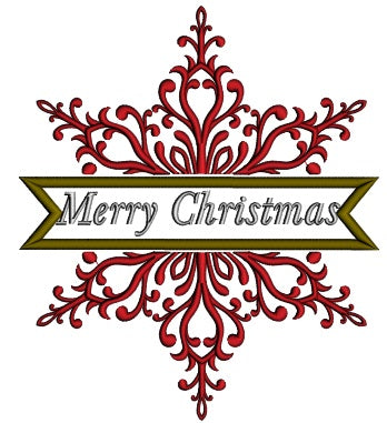 Merry Christmas Snowflake Ornament Applique Machine Embroidery Digitized Design Pattern