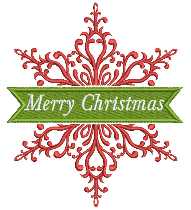 Merry Christmas Snowflake Ornament Filled Machine Embroidery Digitized Design Pattern