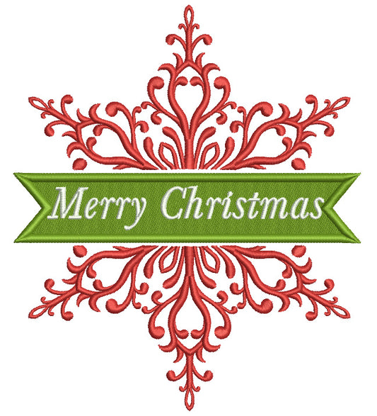 Merry Christmas Snowflake Ornament Filled Machine Embroidery Digitized Design Pattern
