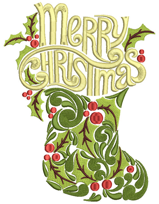 Merry Christmas Stockings Filled Machine Embroidery Design Digitized Pattern