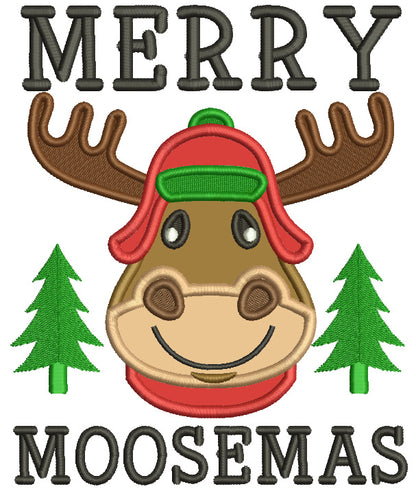 Merry Moosemas Christmas Applique Machine Embroidery Design Digitized Pattern