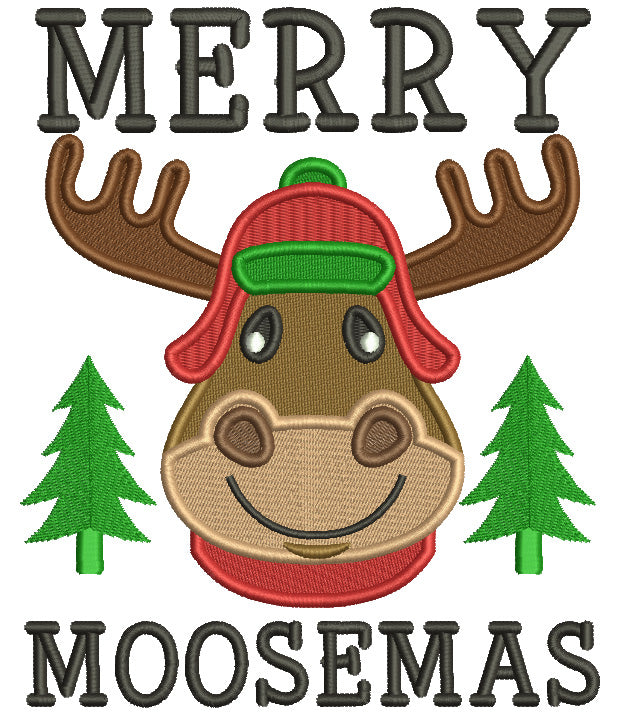 Merry Moosemas Christmas Filled Machine Embroidery Design Digitized Pattern