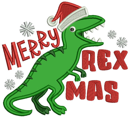 Merry Rexmas Trex Christmas Applique Machine Embroidery Design Digitized Pattern