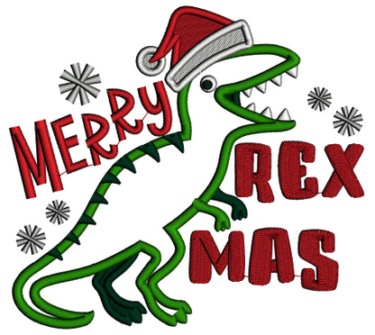 Merry Rexmas Trex Christmas Applique Machine Embroidery Design Digitized Pattern