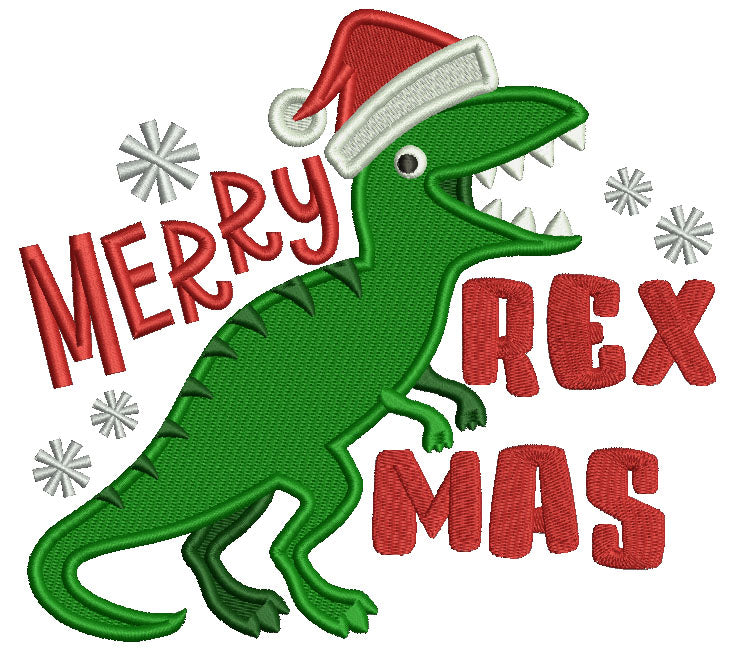 Merry Rexmas Trex Christmas Filled Machine Embroidery Design Digitized Pattern