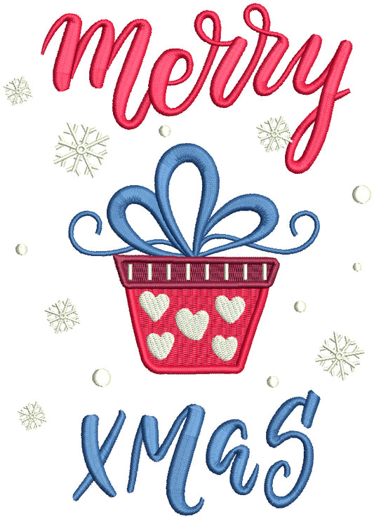Merry Xmas Gift Box Christmas Filled Machine Embroidery Design Digitized Pattern