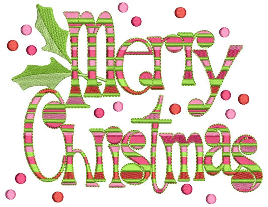 Merry Christmas Filled Machine Embroidery Design Digitized Pattern