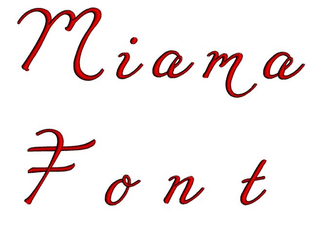Miama Font Machine Embroidery Script Upper and Lower Case 1 2 3 inches
