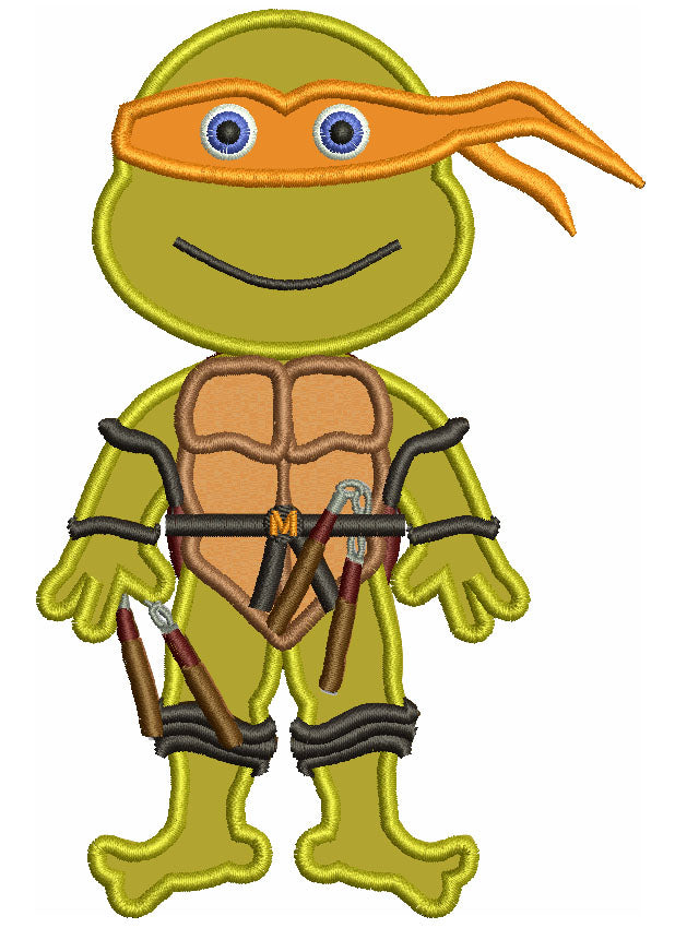 Michaelangelo Teenage Ninja Turtle Applique Machine Embroidery Design Digitized Pattern