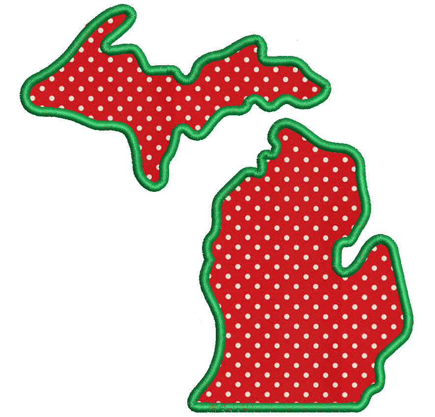 Michigan Applique Machine Embroidery Digitized State Design Pattern