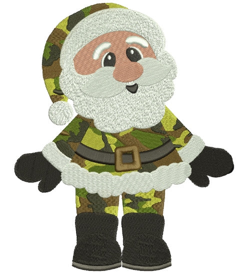 Military Santa Christmas Filled Machine Embroidery Digitized Design Pattern