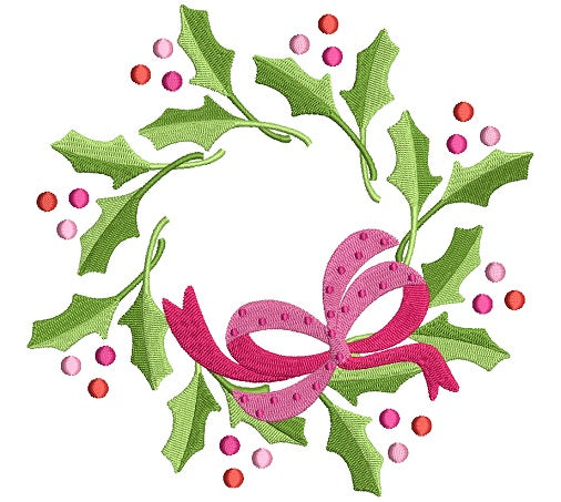 Mistletoe Christmas Filled Machine Embroidery Design Digitized Pattern