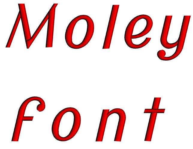 Moley Font Machine Embroidery Script Upper and Lower Case 1 2 3 inches