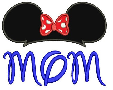 Mom Mouse Ears Applique looks like Minnie Mouse Machine Embroidery Digitized Pattern- Instant Download - 4x4 ,5x7,6x10 -hoops