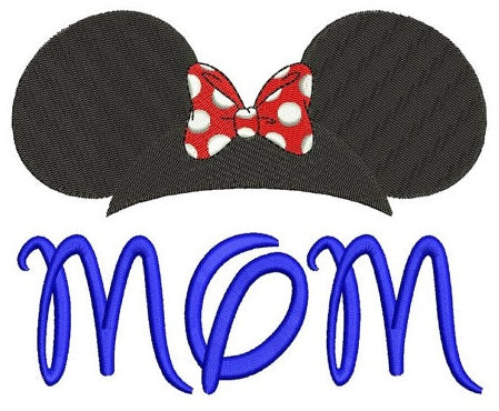 Mom Mouse Ears looks like Minnie Mouse Machine Embroidery Digitized Filled Pattern- Instant Download - 4x4 ,5x7,6x10 -hoops