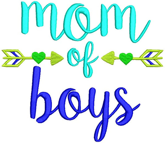 Mom Of Boys Filled Machine Embroidery Design Digitized Pattern