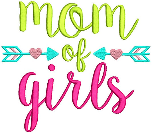 Mom Of Girls Filled Machine Embroidery Design Digitized Pattern
