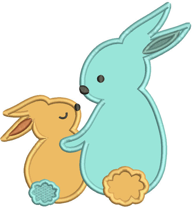 Mommy And Baby Bunnies Mother's Day Applique Machine Embroidery Design Digitized Pattern