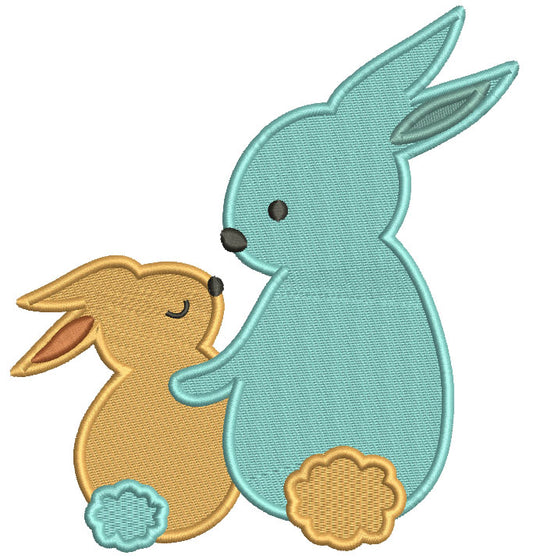 Mommy And Baby Bunnies Mother's Day Filled Machine Embroidery Design Digitized Pattern