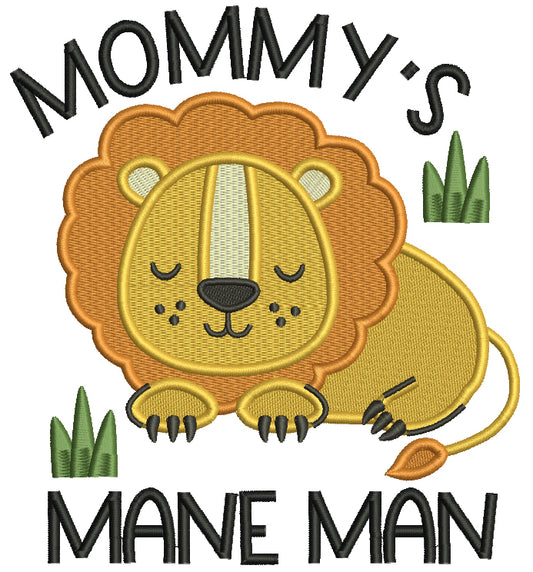 Mommy's Mane Man Elephant Filled Machine Embroidery Design Digitized Pattern