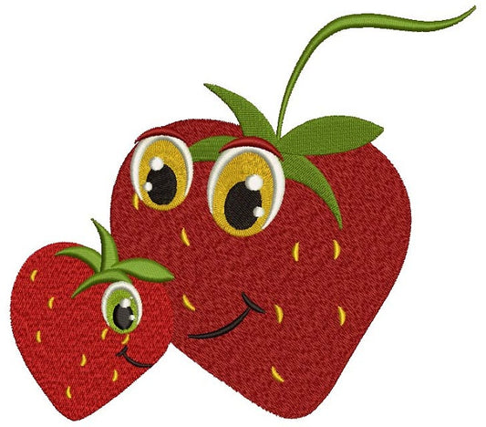 Momy and Me Cute Strawberry Filled Machine Embroidery Digitized Design Pattern