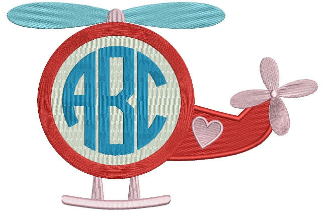 Monogram Helicopter Filled Machine Embroidery Design Digitized Pattern