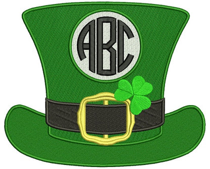 Monogrammed Irish Hat St Patricks Day Filled Machine Embroidery Design Digitized Pattern