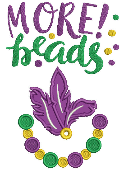 More Beads Mardi Gras Mask Applique Machine Embroidery Design Digitized Pattern