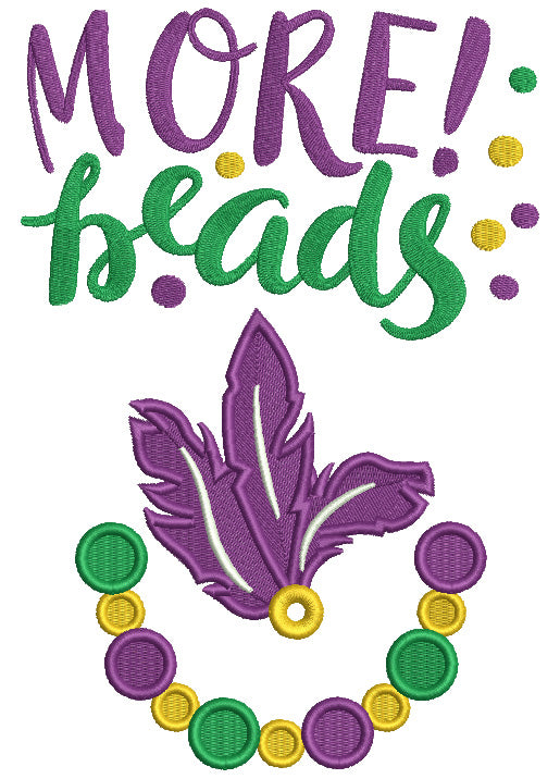 More Beads Mardi Gras Mask Filled Machine Embroidery Design Digitized Pattern