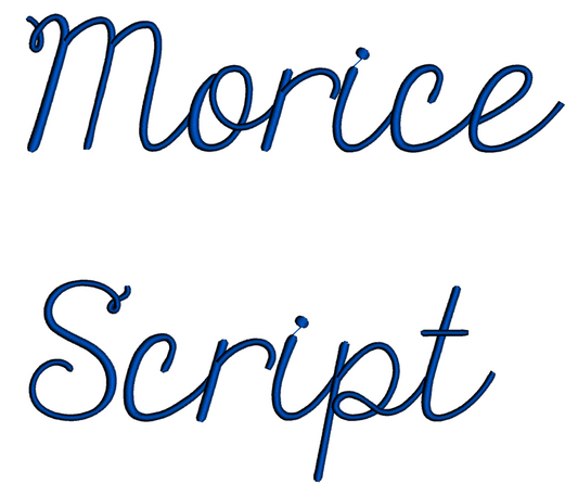 Morice Script Machine Embroidery Font Upper and Lower Case 1 2 3 inches
