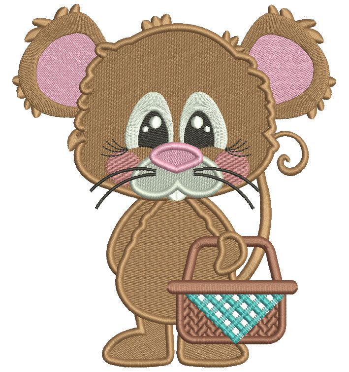 Mouse Holding Picnic Basket Filled Machine Embroidery Design Digitized ...