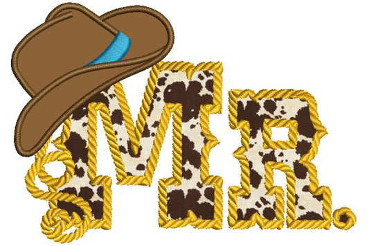Mr Country Style Rope Hat Applique Machine Embroidery Digitized Design Pattern