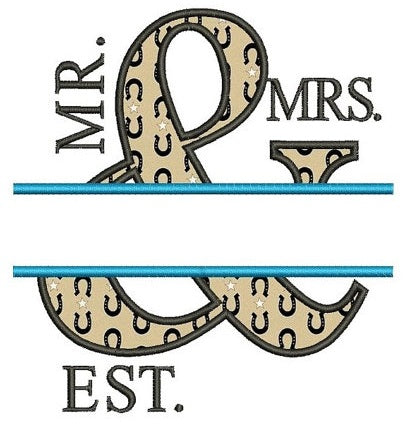 Mr & Mrs Applique Embroidery Digitized Design Design Pattern - Instant Download - 4x4 , 5x7, and 6x10 -hoops