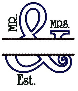 Mr & Mrs Applique Fancy Border Embroidery Digitized Design Design Pattern - Instant Download - 4x4 , 5x7, and 6x10 -hoops