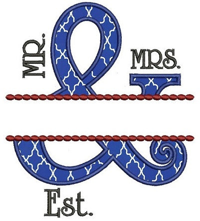 Mr & Mrs Applique Fancy Border Embroidery Digitized Design Design Pattern - Instant Download - 4x4 , 5x7, and 6x10 -hoops