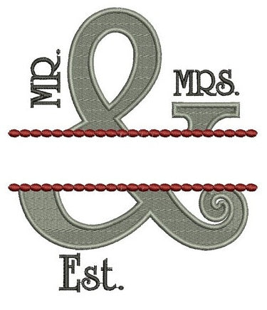 Mr & Mrs Fancy Border Filled Embroidery Digitized Design Design Pattern - Instant Download - 4x4 , 5x7, and 6x10 -hoops
