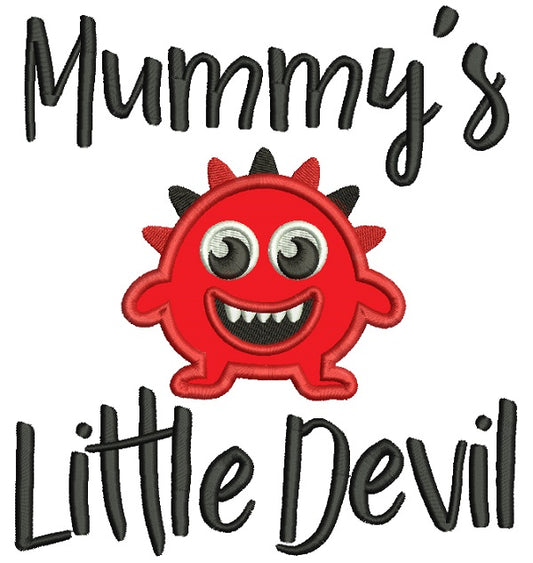 Mummy's Little Devil Applique Machine Embroidery Design Digitized Pattern