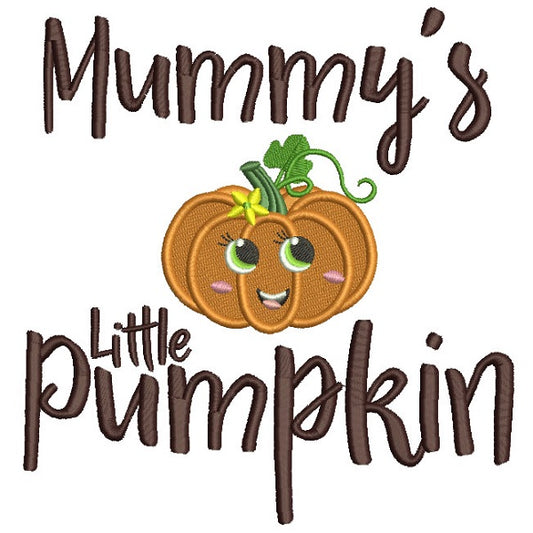 Mummy's Little Pumpkin Halloween Filled Machine Embroidery Design Digitized Pattern