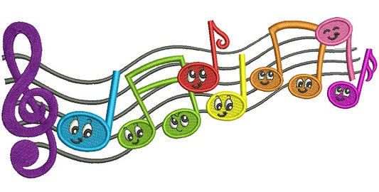 Music Notes Filled Machine Embroidery Design Digitized Pattern
