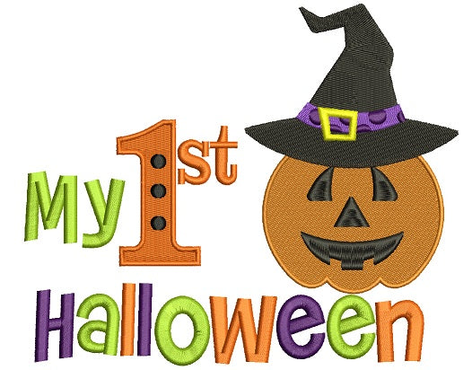 My First Halloween Filled Machine Embroidery Design Digitized Pattern