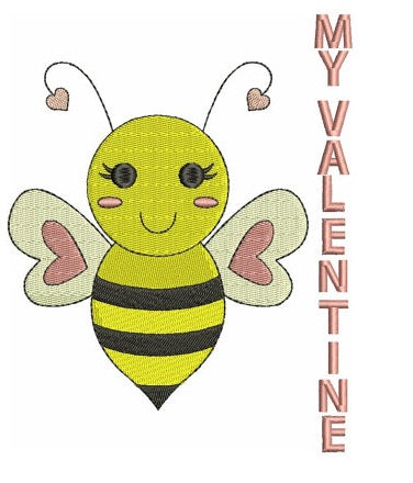 My Valentine Bumble Bee Machine Embroidery Design Instant Download comes in three sizes to fit 4x4 , 5x7, and 6x10 hoops