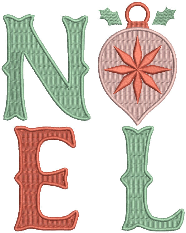 NOEL Christmas Ornament Filled Machine Embroidery Design Digitized Pattern