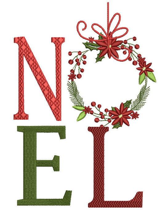NOEL Ornament Christmas Filled Machine Embroidery Design Digitized Pattern
