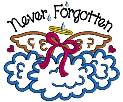 Never Forgotten Breast Cancer Awareness Angel Wings Applique Machine Embroidery Design Digitized Pattern