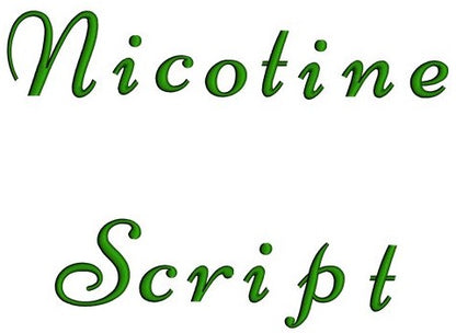 Nicotine Font Machine Embroidery Script Upper and Lower Case 1 2 3 inches