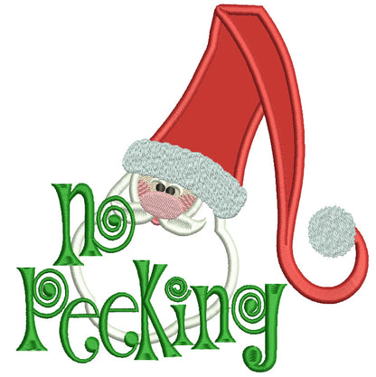 No Peeking Santa Christmas Applique Machine Embroidery Digitized Design Pattern