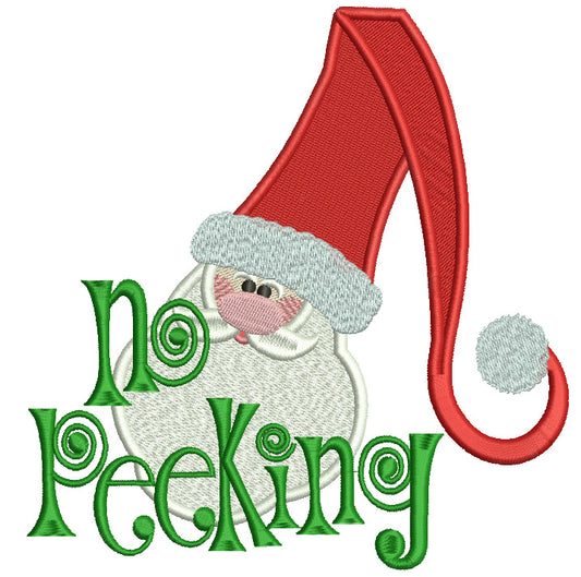 No Peeking Santa Christmas Filled Machine Embroidery Digitized Design Pattern
